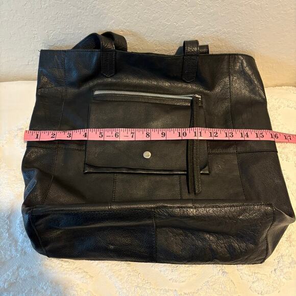 DAY & MOOD ANTHROPOLOGY Tote Leather Blk Oversized Witchy Slouchy Goth Grunge - Picture 8 of 10